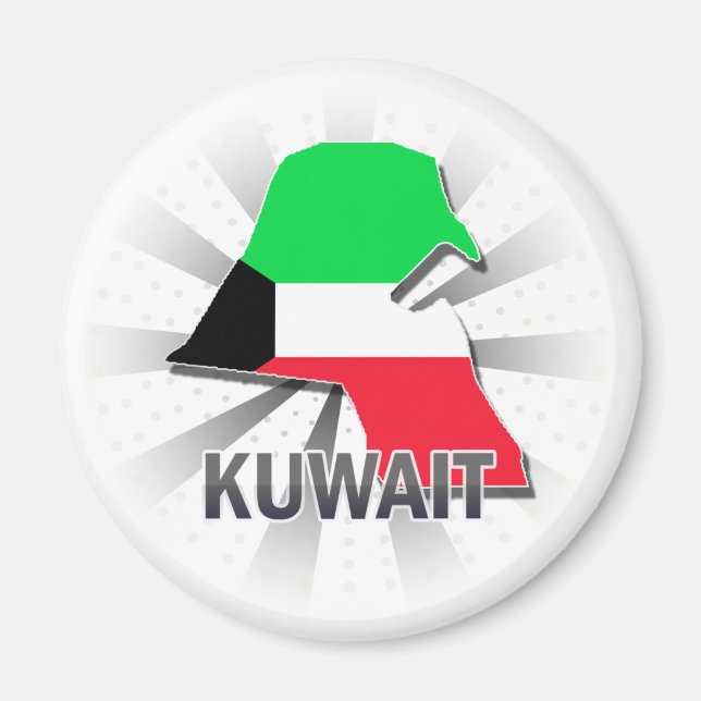 Kuwait Flagga Karta 2.0 Magnet (Framsidan)