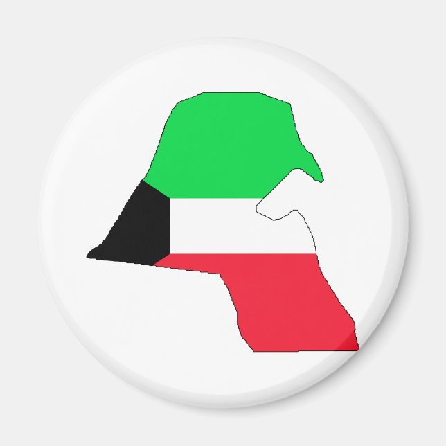Kuwait Flagga Karta fullt storlek Magnet (Framsidan)