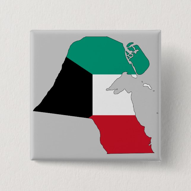 Kuwait Flagga Karta Knapp (Framsida)