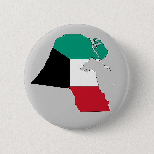 Kuwait Flagga Karta Knapp (Framsida)