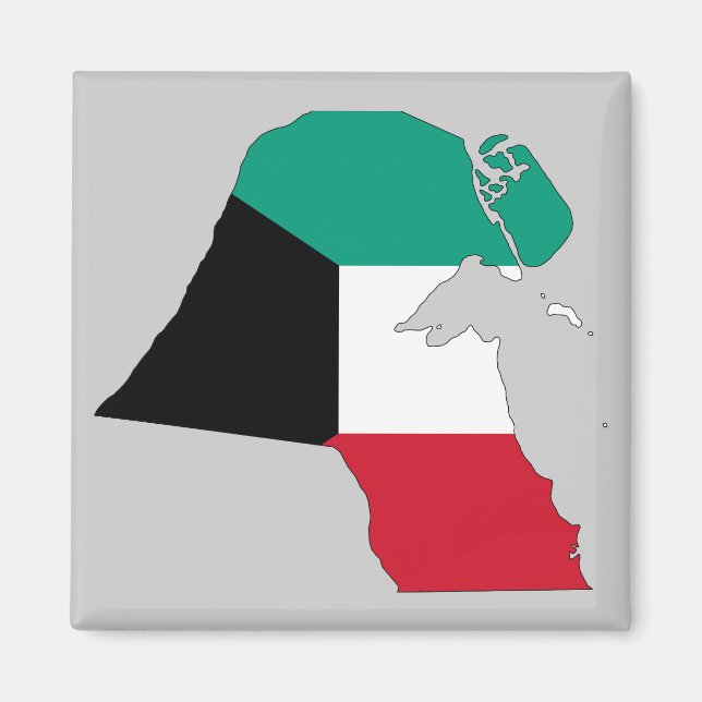 Kuwait Flagga Karta Magnet (Framsidan)