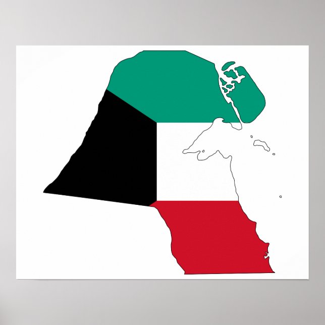 Kuwait Flagga Karta Poster (Framsidan)