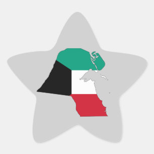 Kuwait Flagga Karta Stjärnformat Klistermärke