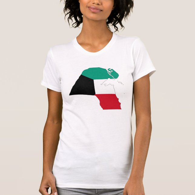 Kuwait Flagga Karta Tee Shirt (Framsida)