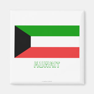 Kuwait flagga med namn magnet