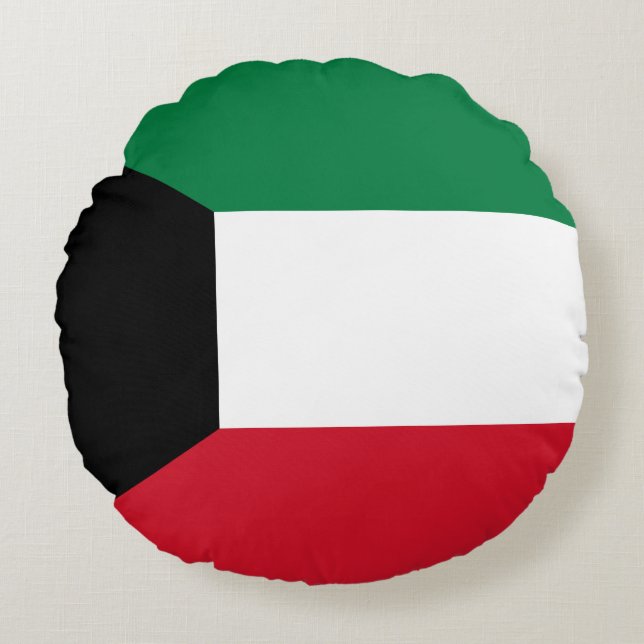 Kuwait Flagga Rund Kudde (Framsidan)