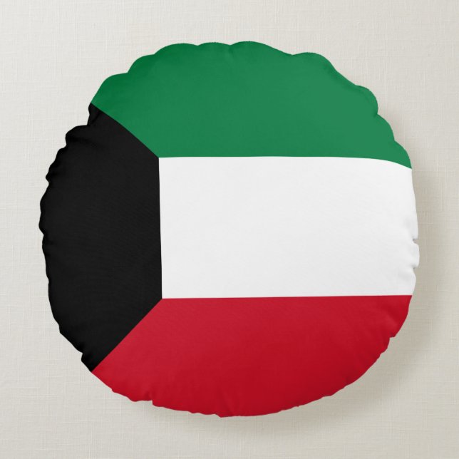 Kuwait Flagga Rund Kudde (Framsidan)