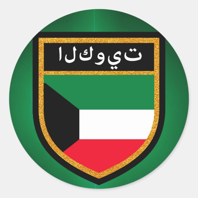 Kuwait Flagga Runt Klistermärke (Framsida)