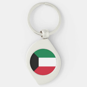 Kuwait flagga swirl silverfärgad nyckelring