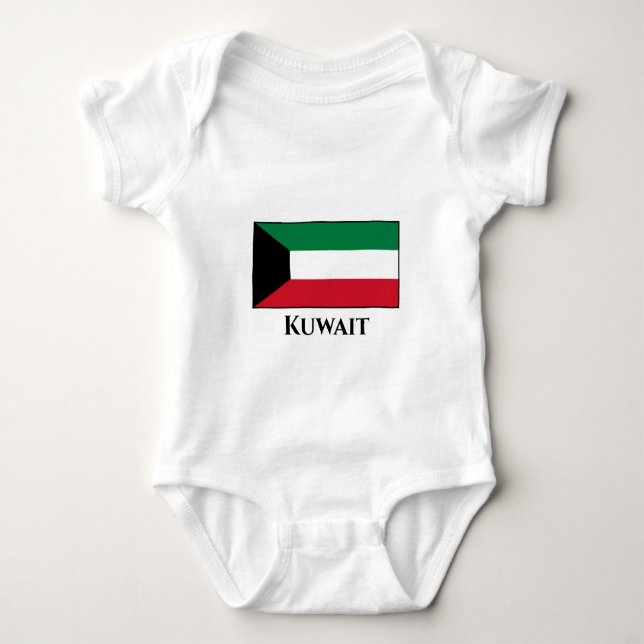 Kuwait Flagga T Shirt (Framsida)