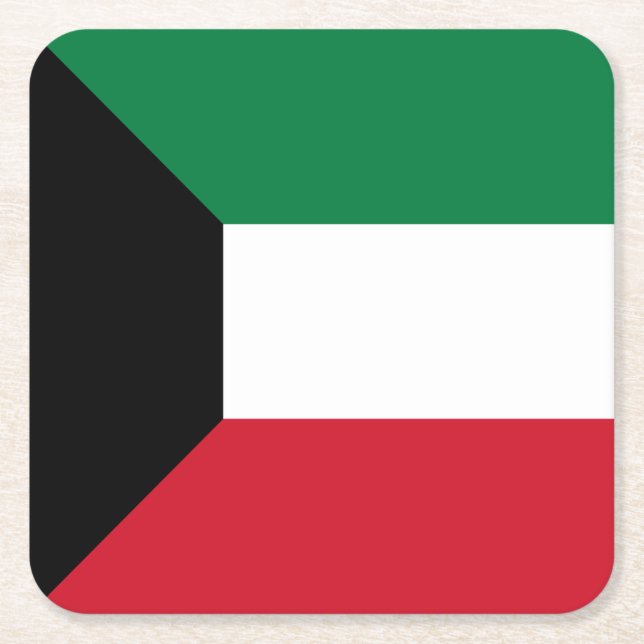 Kuwait flagga underlägg papper kvadrat (Framsidan)