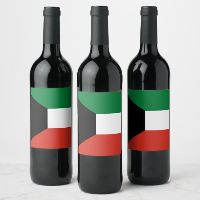 Kuwait flagga vinflaska etikett (Flaskor)