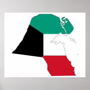 Kuwait flaggakarta poster