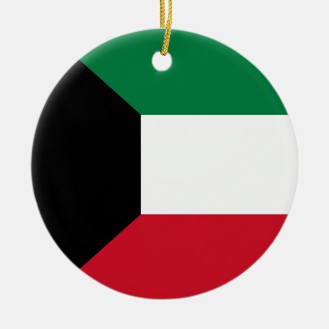 Kuwait flaggaprydnad julgransprydnad keramik (Framsidan)