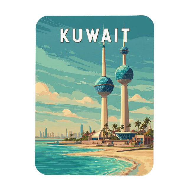 Kuwait Illustration Resa Konst Vintage Magnet (Vertikal)