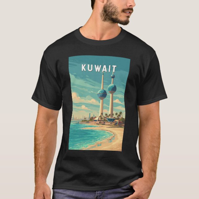 Kuwait Illustration Resa Konst Vintage T Shirt (Framsida)
