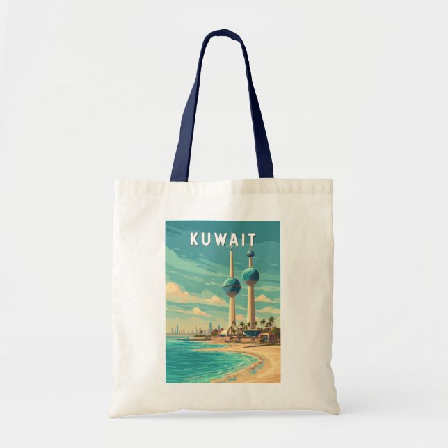 Kuwait Illustration Resa Konst Vintage Tygkasse (Framsidan)