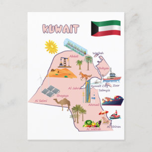 Kuwait karta destinationer Landmärken turist Vykort