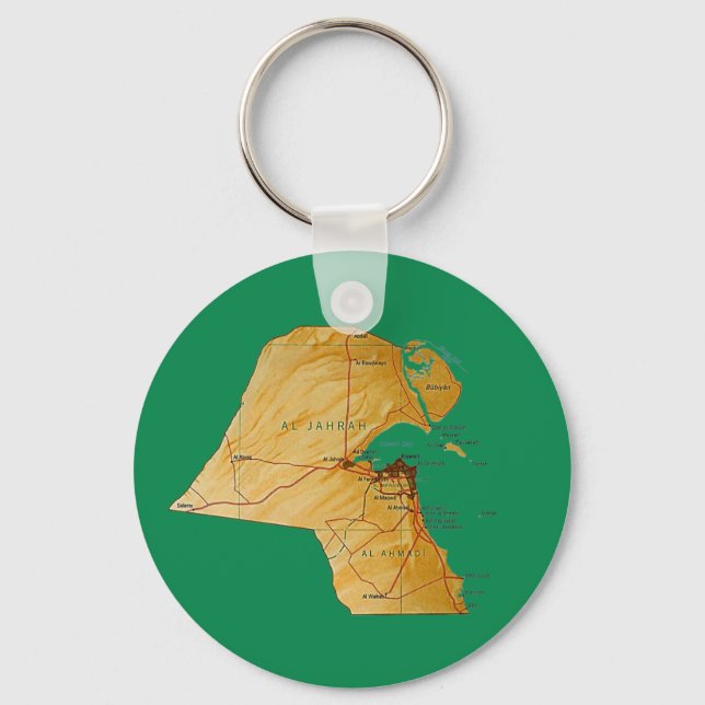 Kuwait Karta Keychain Nyckelring (Framsida)