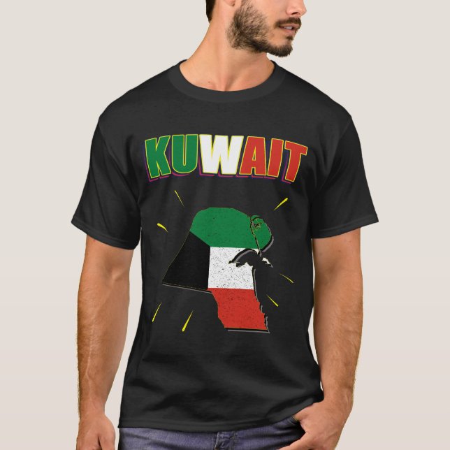 Kuwait, Kuwait karta, Flagga av Kuwait, Kuwait Fla T Shirt (Framsida)