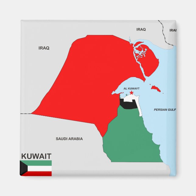 kuwait land karta flagga magnet (Framsidan)