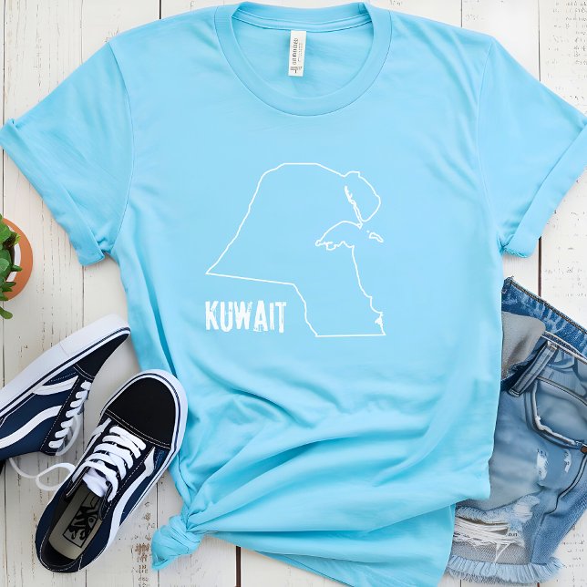 Kuwait Land Karta Kuwaiti National Boundary Shape T Shirt (Skapare uppladdad)