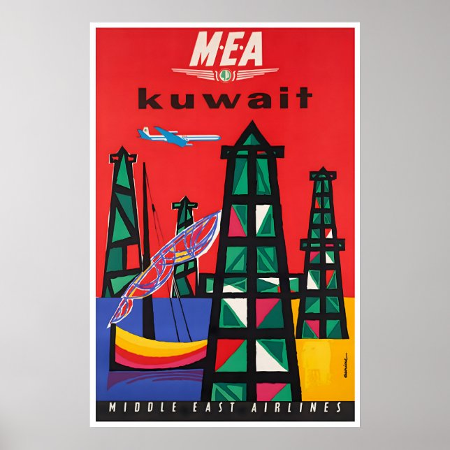 Kuwait Resa Konsttryck Mellanöstern Affisch (Framsidan)