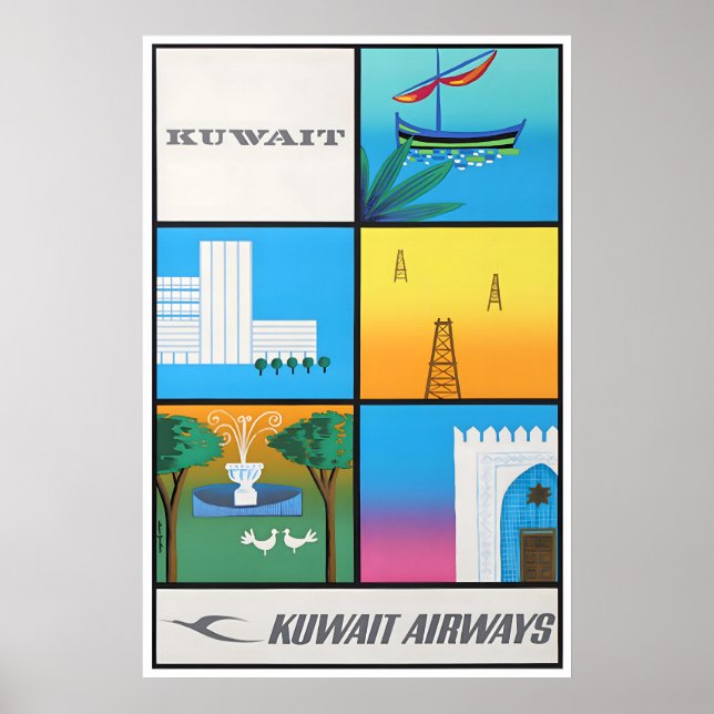 Kuwait Resa Poster Tryck Mellanöstern Flygbolag (Framsidan)