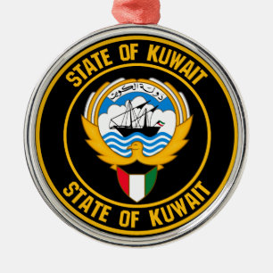Kuwait Round Emblem Julgransprydnad Metall