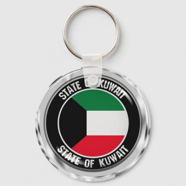 Kuwait Round Emblem Nyckelring (Framsida)