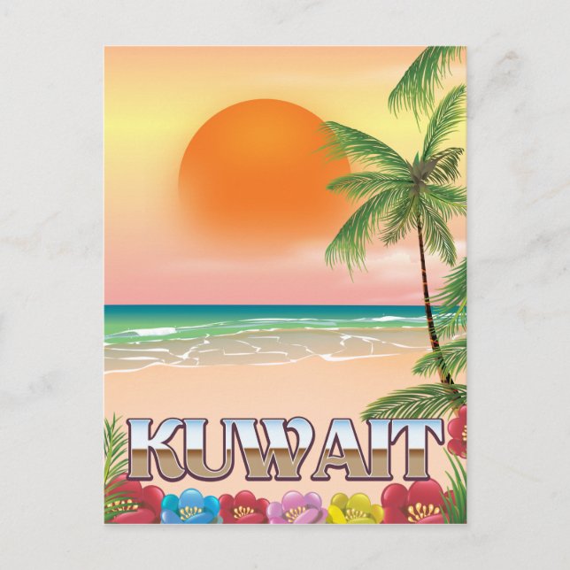kuwait strand resoraffisch vykort (Framsida)