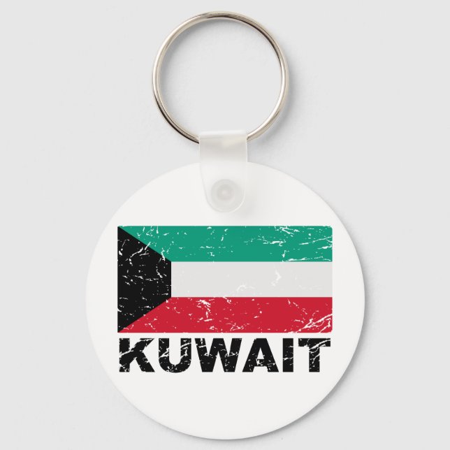 Kuwait Vintage Flagga Nyckelring (Framsida)