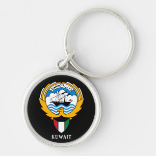 Kuwaits emblem rund silverfärgad nyckelring