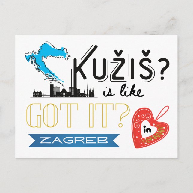 Kužiš? Zagreb Kroatien Vykort (Framsida)