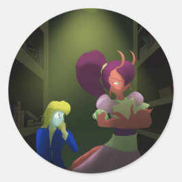 Kuzoura och Crayfish Girl Runt Klistermärke