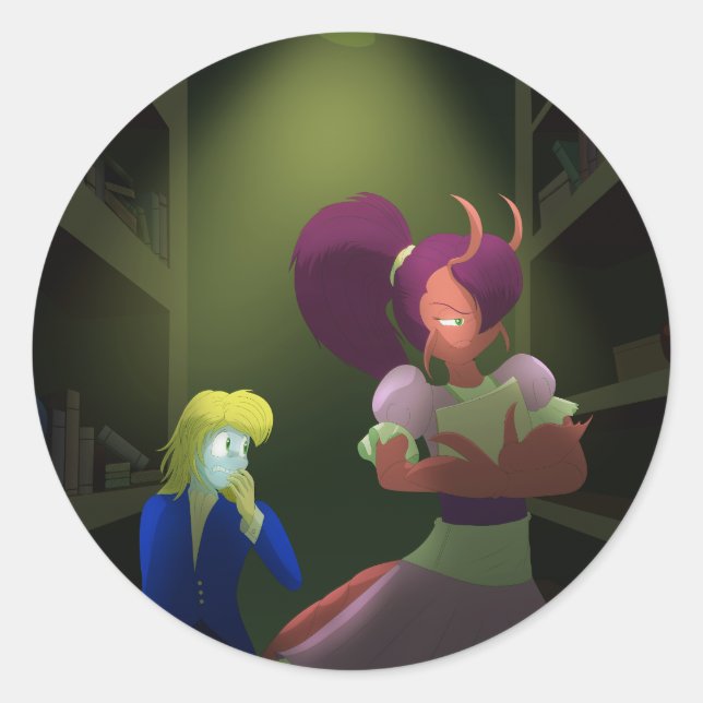 Kuzoura och Crayfish Girl Runt Klistermärke (Framsida)