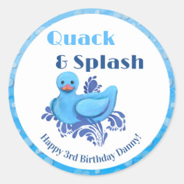 Kvack och Splash Anka 3-årsdag Runt Klistermärke