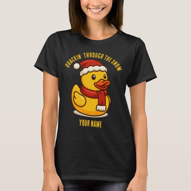 Kvackande genom snön Gummianka jul T Shirt (Framsida)