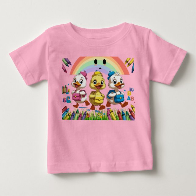 "Kvackar in på förskolan!" – Söt anka tillbaka til T Shirt (Framsida)