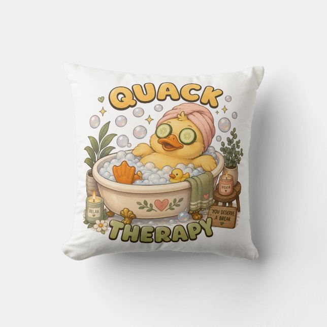 Kvackterapi Mysigt Spa Anka Kawaii Kudde (Framsida)