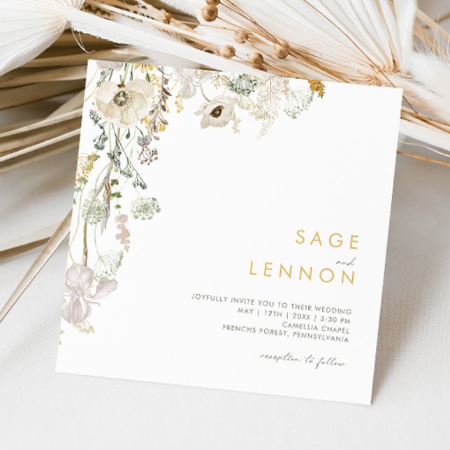 Kvadmisk korgruta av Wildblomskorgen Bröllop Inbjudningar (Skapare uppladdad)