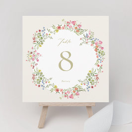 kvadrat 5 x 5 blommigtar Bröllop Bordsnummer