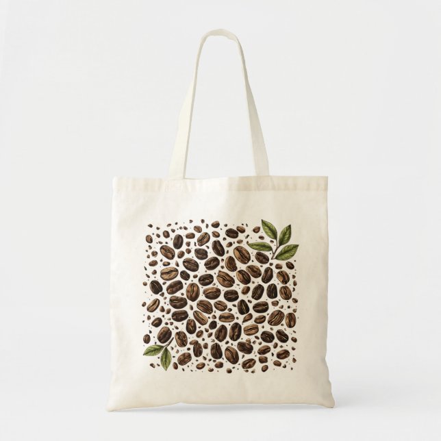 Kvadrat av kaffebönor tygkasse (Framsidan)