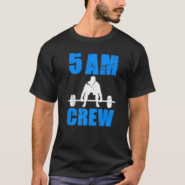 Kvadrat med 5 dagars Crew Gym-citat T Shirt (Framsida)