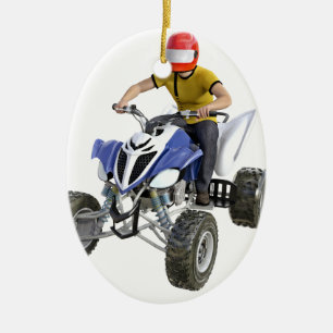 Kvadratcykel ATV som är kommande till bekläda Julgransprydnad Keramik