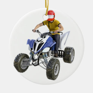 Kvadratcykel ATV som är kommande till bekläda Julgransprydnad Keramik