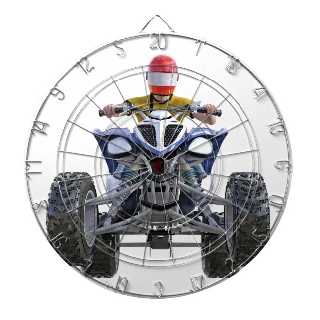 Kvadratcykel ATV som poppar en Wheelie till Darttavla (Framsidan)