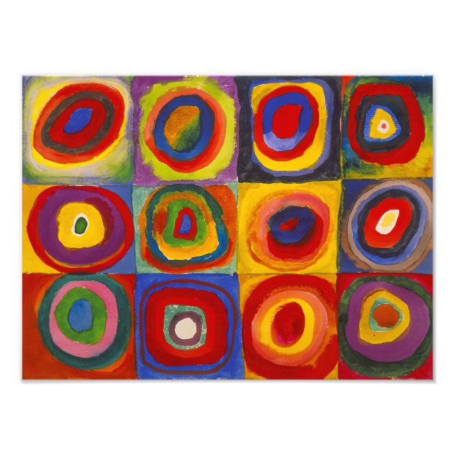 Kvadrater med koncentriska cirklar | Kandinsky | Fototryck (Framsidan)