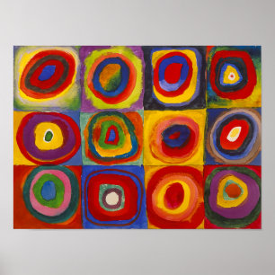 Kvadrater med koncentriska cirklar Kandinsky Poster