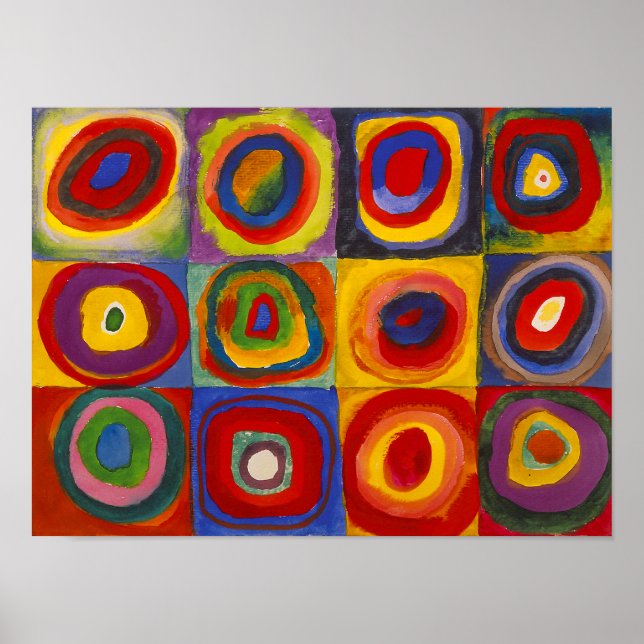 Kvadrater med koncentriska cirklar | Kandinsky | Poster (Framsidan)
